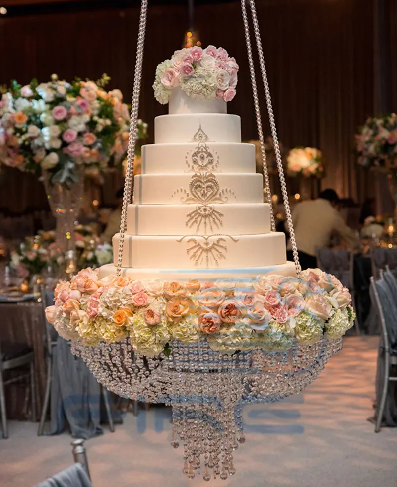 Роскошная Подвесная подставка для торта, подставка для свадебного торта, прозрачные акриловые бусины, акриловое Украшение основного стола, размер: диаметр 60 см