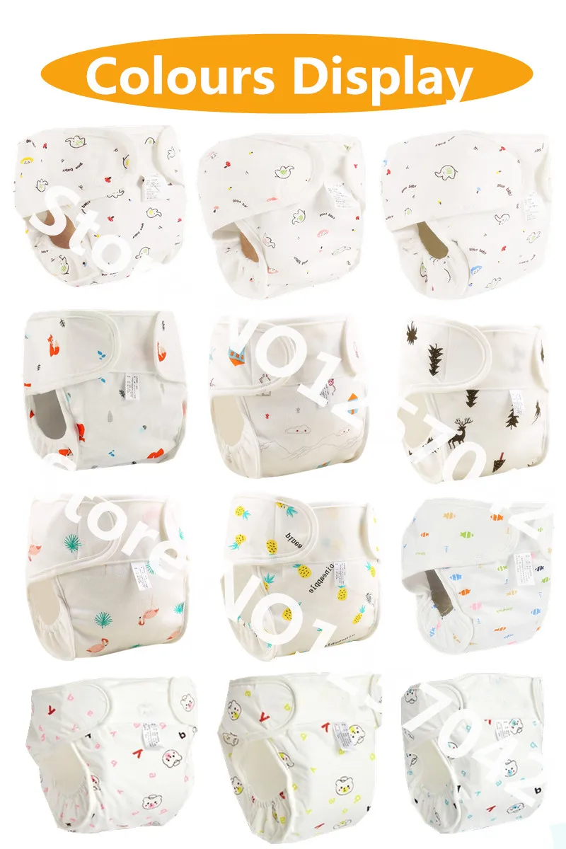Новые детские тканевые подгузники многоразовые из хлопка с рисунком из мультфильма детские пеленки, подгузник моющиеся детские