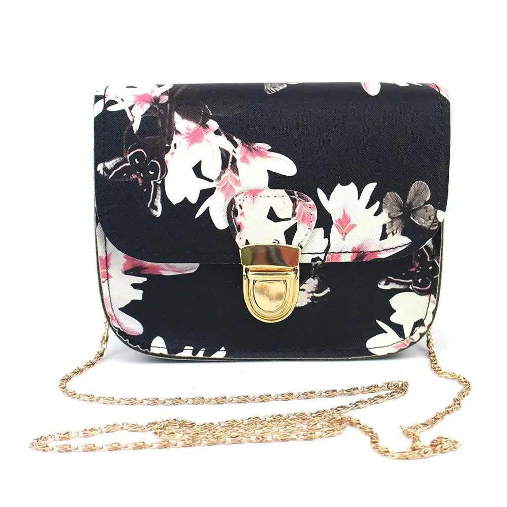 Women Floral Butterfly Print Mini Chain Bag Shoulder Crossbody Purse Handbag