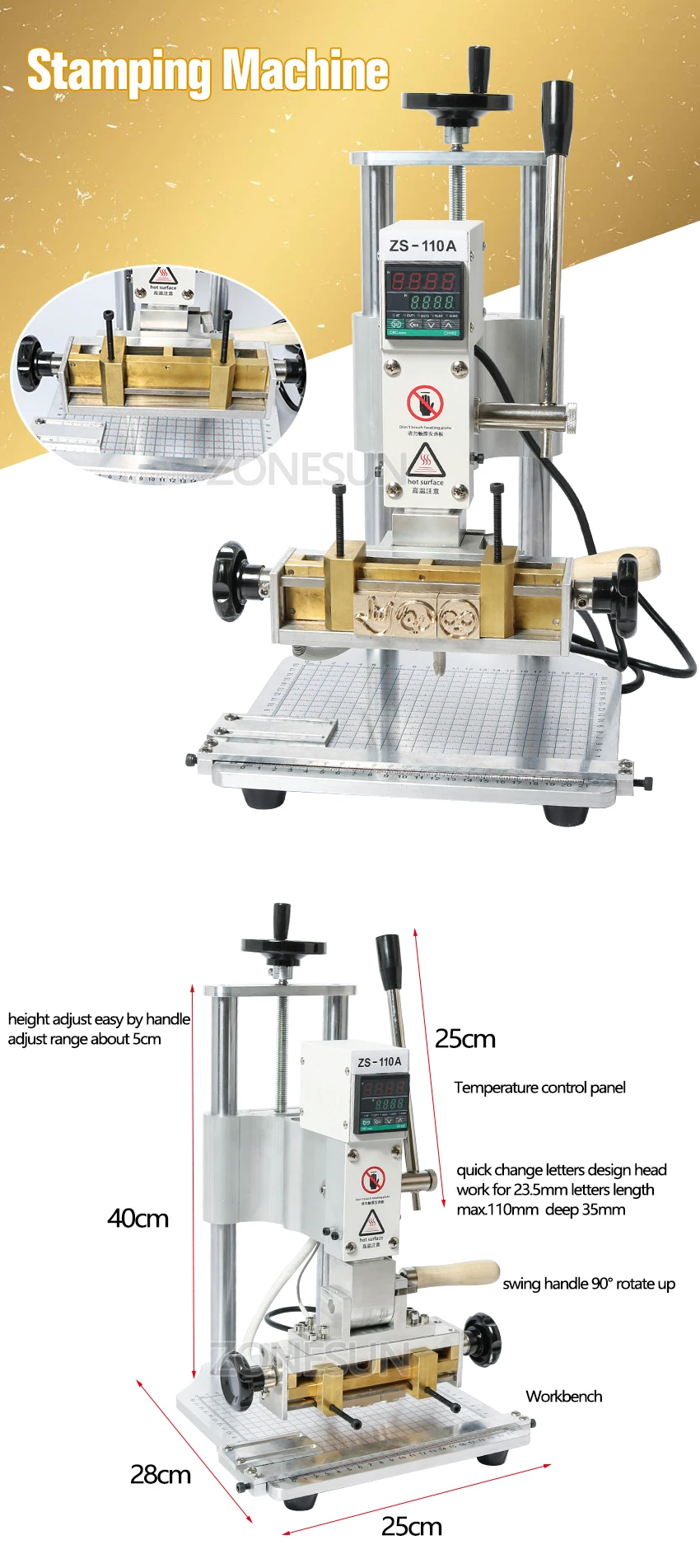 ZONESUN ZS110A обновленная цифровая машина для горячего тиснения фольгой кожи ПВХ карты бумаги штамповки латунные железные буквы штампы поставка