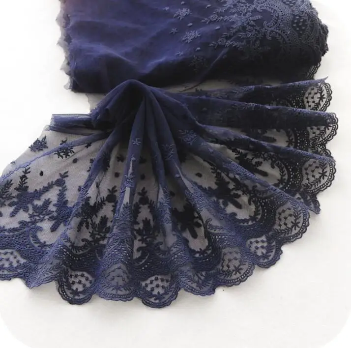 Buy 1 Meter Deep Navy Blue Lace Ribbon Embroidered Net