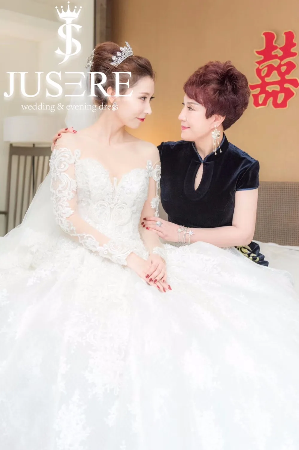 

JUSERE 2019 Custom Made Wedding Dress 2019 Hand-Beading Lace Appliques Sleeve Bridal Gowns Wedding Dresses