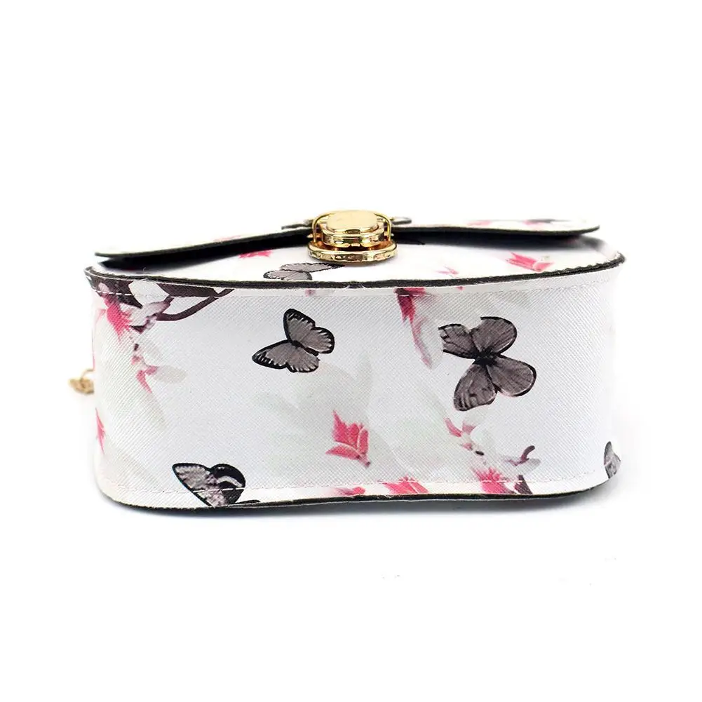 Women Floral Butterfly Print Mini Chain Bag Shoulder Crossbody Purse Handbag