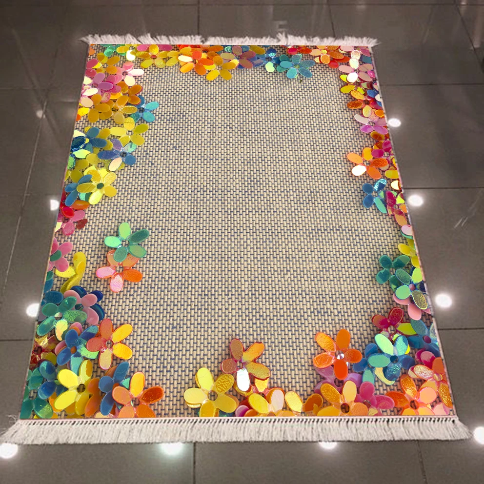 Еще коричневый Плетеный Зеленый Желтый Фиолетовый Цветочный 3d принт, микроволокно анти скольжение обратно моющиеся декоративные килим области ковер