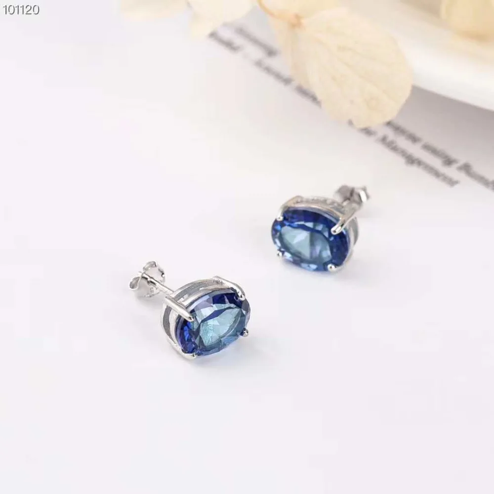

Ladies Natural Blue Topaz Rings Topaz Stone Earrings 925 Sterling Silver 2018 New Jewelry Light Luxury Simple Wedding Gift