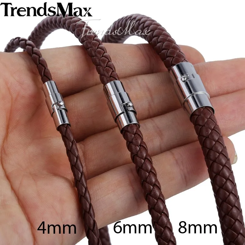 Classic Men's Leather Necklace Choker 