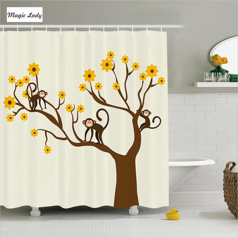 Shower Curtain Tree Of Life Bathroom Accessories Monkeys ...