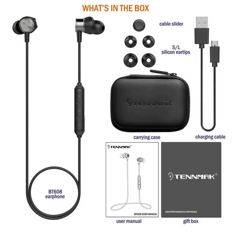 TENNMAK BT608 Bluetooth 5,0 водонепроницаемые наушники с защитой от пота, спортивные наушники с микрофоном, беспроводные магнитные наушники