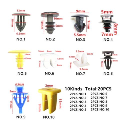 20 шт. смешанные универсальные 5 мм 6 мм 7 мм 8 мм 9 мм 10 мм отверстия пластиковые крепежные зажимы для всех автомобилей винтовые заклепки - Название цвета: 20PCS Seal Base