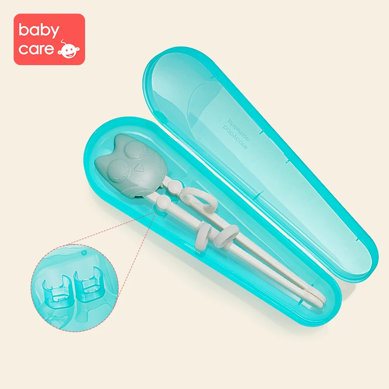 Babycare разноцветная Милая обучающая тренировочные палочки для еды, ложка для хранения, вилка, Детская палочка для еды, подарки для учащихся