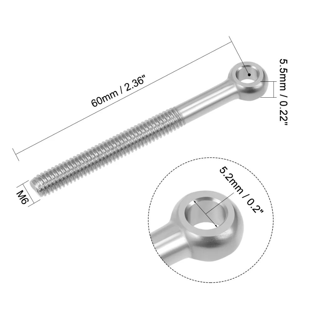 UXCELL 5 шт. болты M6x40mm 304 Нержавеющая сталь машины плеча подъемный рым-болт идеально грузоподъемное оборудование крепежа Аппаратные средства