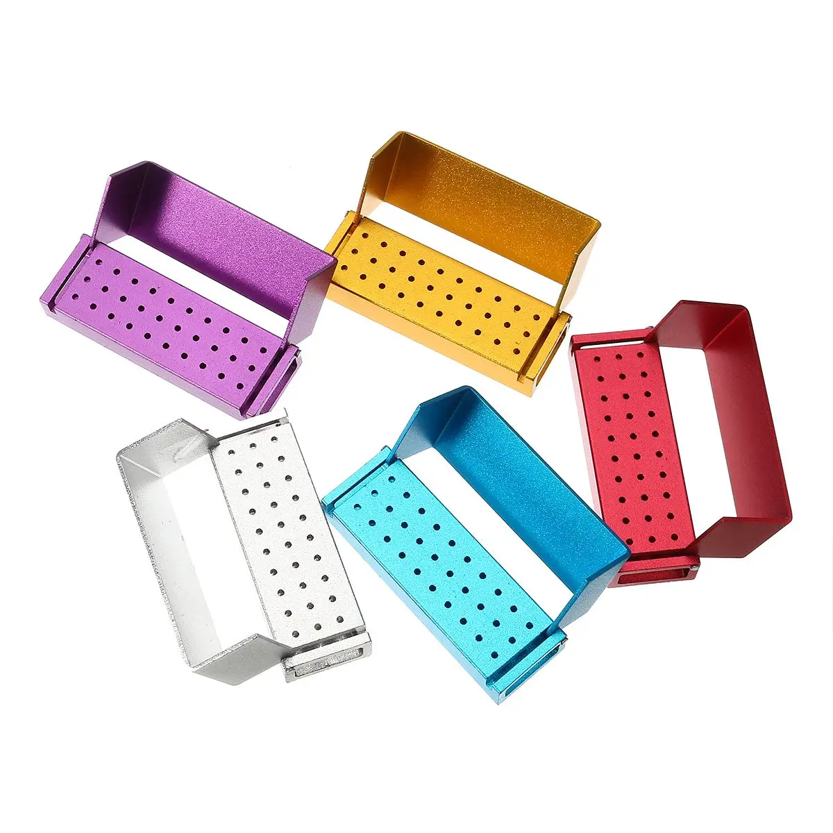 30 Holes Aluminium Disinfection Box Case Dental Burs Block Holder Lab
