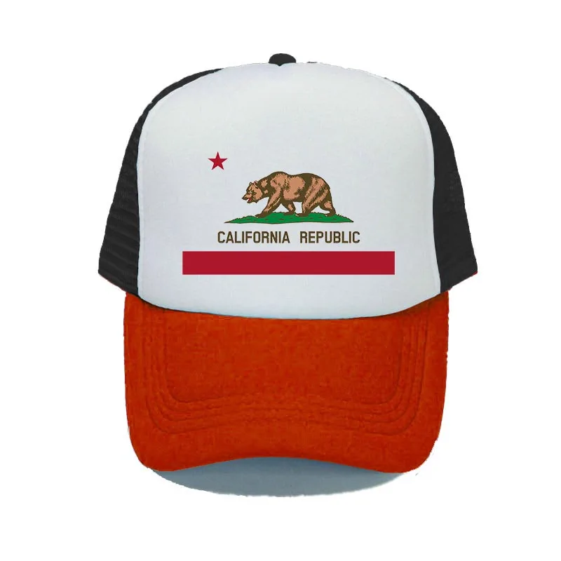 Калифорнийский медведь Кепка-тракер Кепки Для женщин Для мужчин Калифорнийская Республика бейсболка с флагом, головной убор в хип-хоп стиле, крутая бейсболка забавная летняя сетчатая Кепка YY312 - Цвет: YY31215