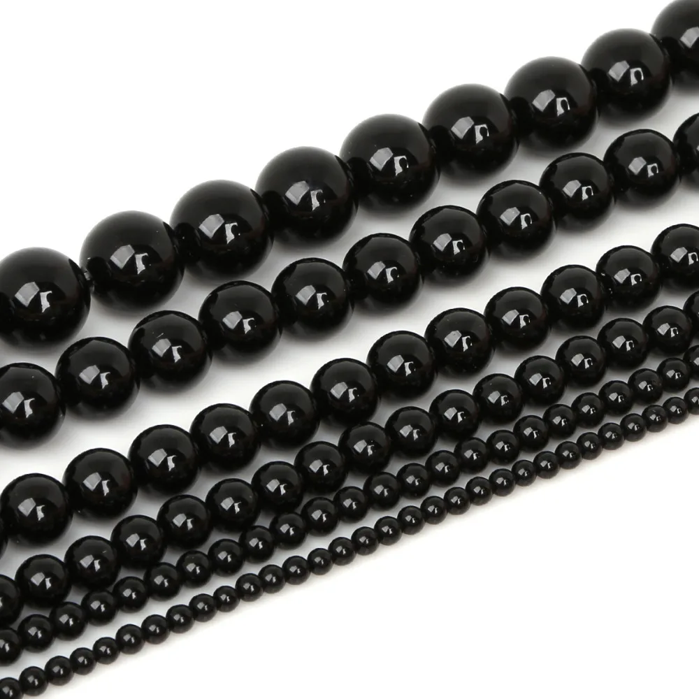 

3 4 6 8 10 12mm Natural Stone Beads Black Agates Onyx Round Loose Spacer Beads For Jewelry Making DIY Bracelet Necklace