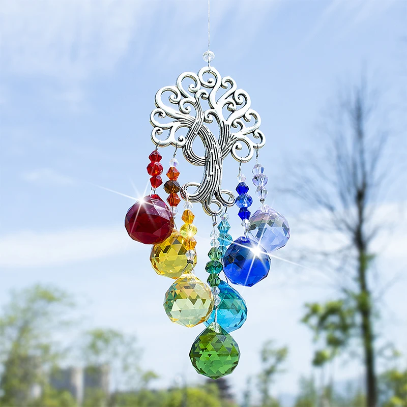 H& D Rainbow Makers Suncatchers Хрустальная фантазия Солнцезащитная каска для оконный орнамент чакра подвеска Рождественское украшение, дерево жизни