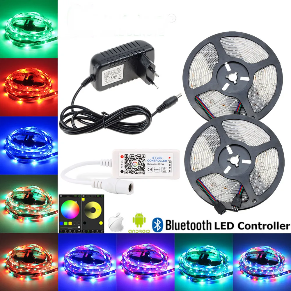 FDIK Светодиодные ленты SMD2835 5050 Bluetooth RGB полосы света 12 В IP20 IP65 Водонепроницаемый Felxible лента работа с IOS Android Системы