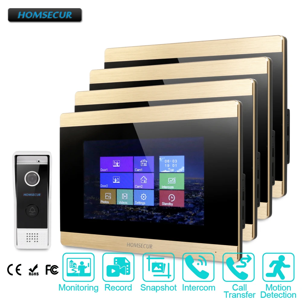

HOMSECUR 7" Wired Hands-free Video Door Phone Intercom System BC031-B+BM715-G