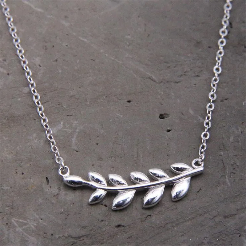 

New Arrival 925 Sterling Silver Clavicle Necklace Olive Branches Pendant Chain Necklace Fashion Silver Jewelry for Women FYS061