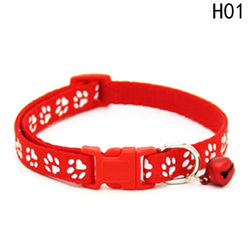 

New Arrival Adjustable Nylon Pet Small Dog Puppy Cat Collar Tinkle Bell Footprint