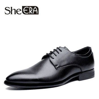 

New Men Dress Shoes Leather Men Oxford Shoes Lace Up Casual Business Men Pointed Shoes Brand Men Wedding Party Dress Shoes