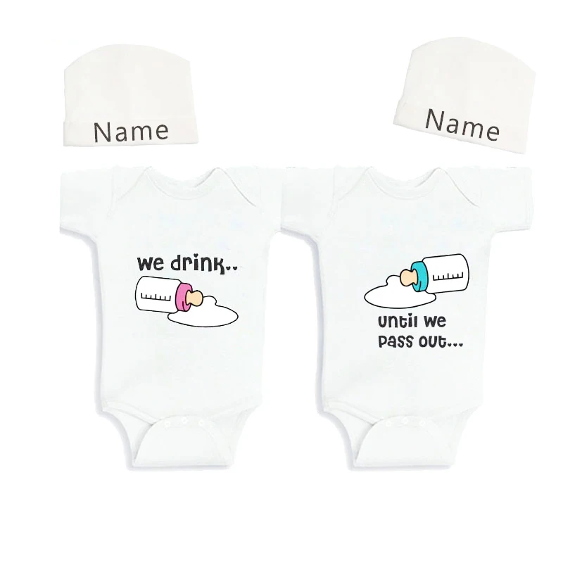 

Culbutomind We Drink Until We Pass Out One-Piece Baby Body Suit Twins Outfit Twin Baby Clothing Cotton Infant Kids Baby Boy Girl