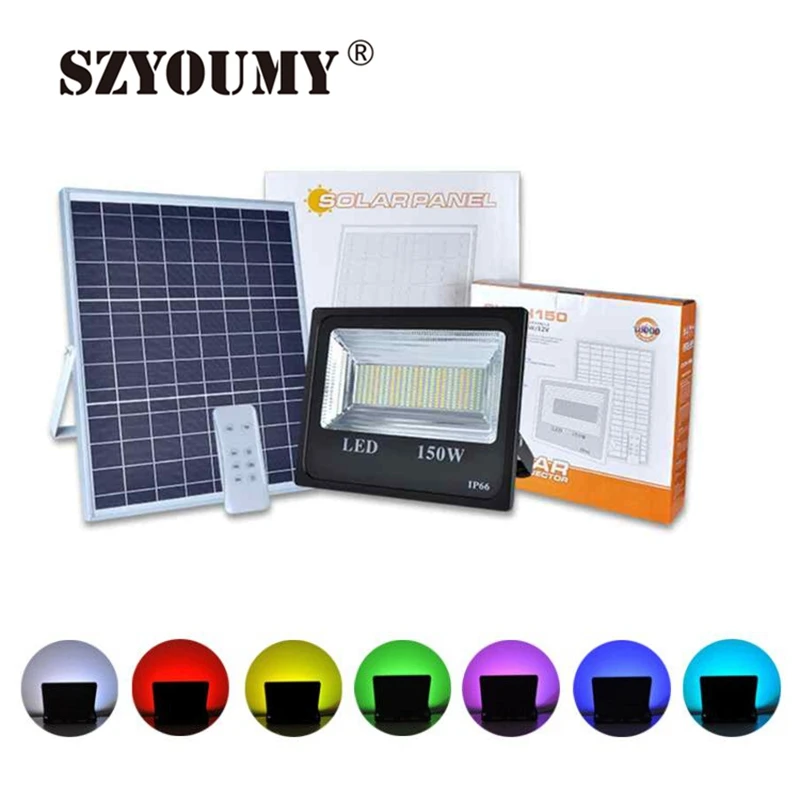 SZYOUMY 2 шт. 50 вт 100 RGB солнечный прожектор двухцветный светодиодный на солнечной
