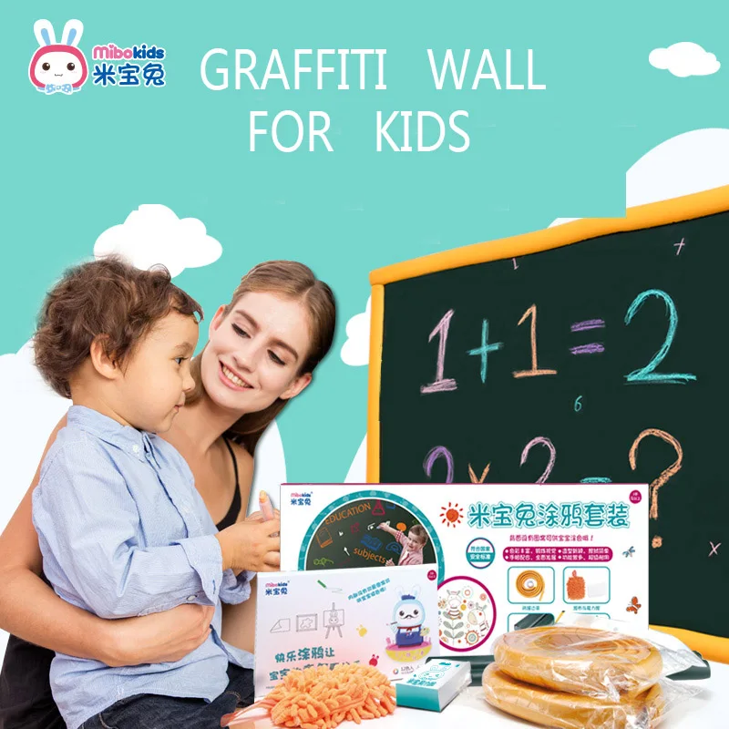 

Mibokids Large Size Wall Stricker Wallpaper Blackboard Children Drawing Graffiti Paper Foldable Marker Board