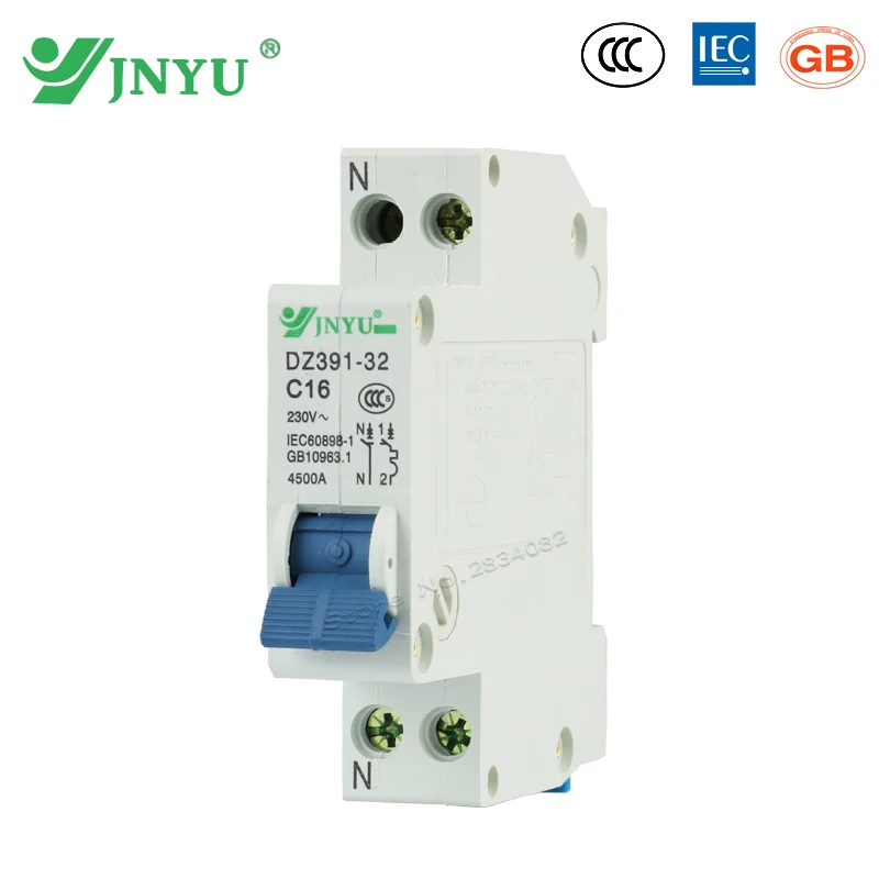 

1P+N 1 poles 6A 10A 16A 20A 25A 32A 40A 63A 230V~ Mini circuit breaker C type C curve protective DZ391-32 C16 high quality