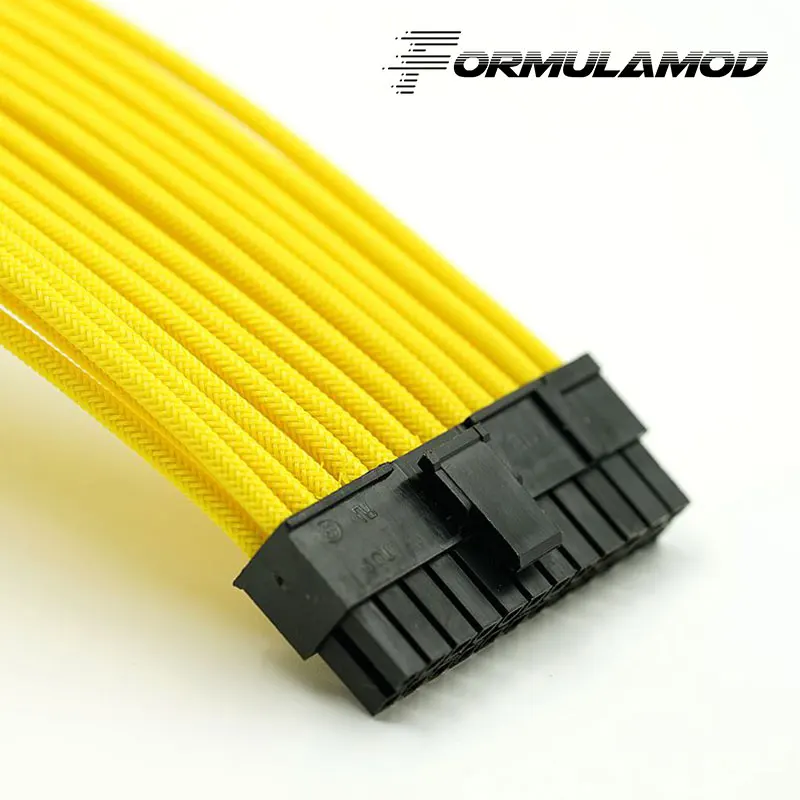 FormulaMod Fm-ATX24P-B, ATX 24Pin материнская плата удлинитель, 18AWG 24Pin многоцветные соответствующие кабели расширения - Цвет лезвия: Yellow