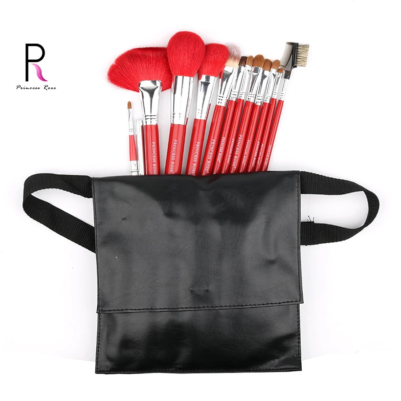 

Princess Rose 12pcs Professional Full Make Up Makeup Brushes Set with Bag Goat Horse Hair +Weasel Foundation Powder PR12RB