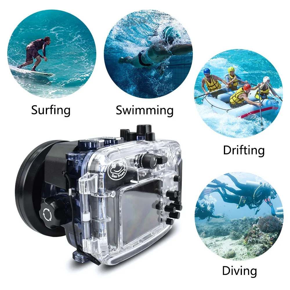 Seafrogs 60m/195ft Diving Camera Waterproof Housing Case for Sony RX100 VI M6 Mark 6