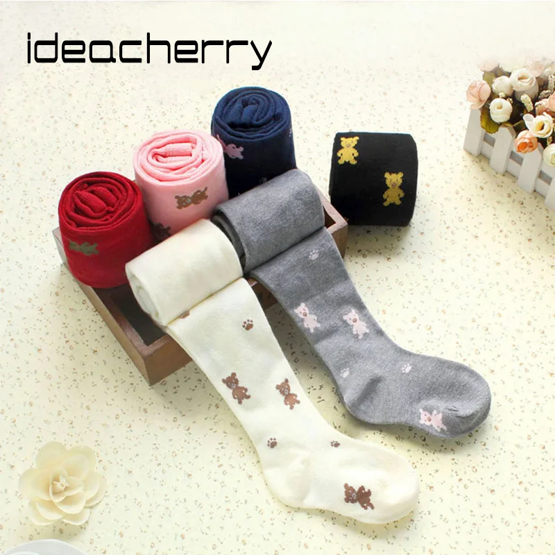 

ideacherry Brand Baby Girls Tights Cartoon Cute Bear Girl Baby Pantyhose Cotton Warm Kids Pantyhose Autumn Children Tights