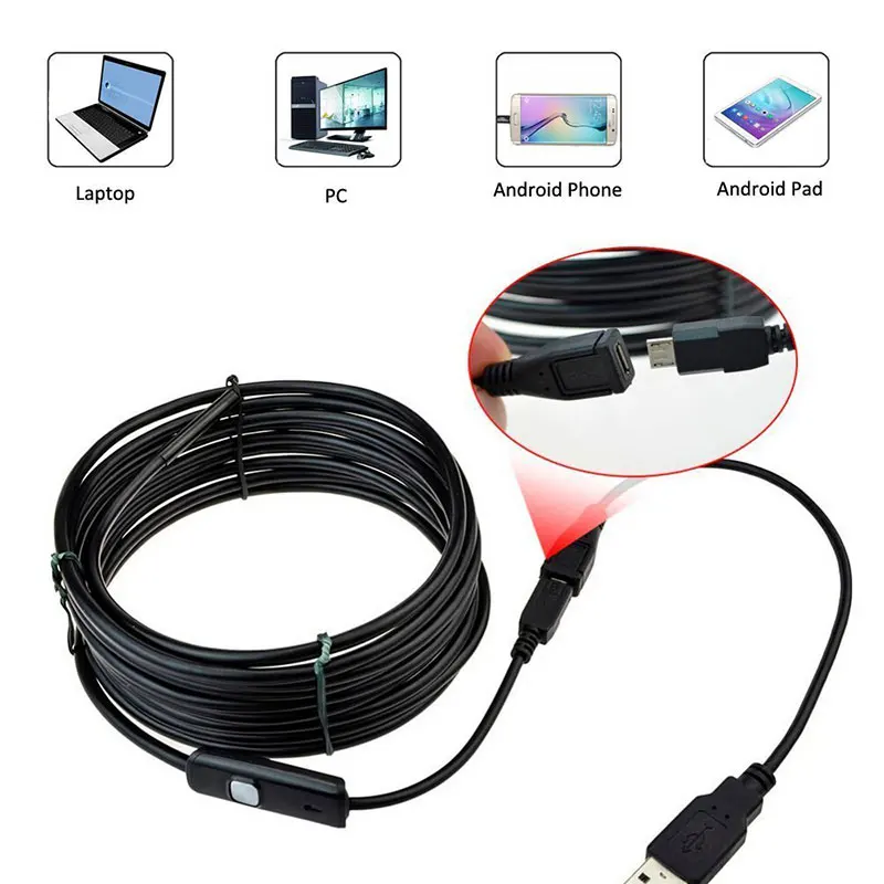 3,5 м Водонепроницаемый эндоскоп Мини HD камера змеиная трубка 5,5 мм объектив камера кабель USB осмотр светодиодный бороскоп для Android телефона ПК