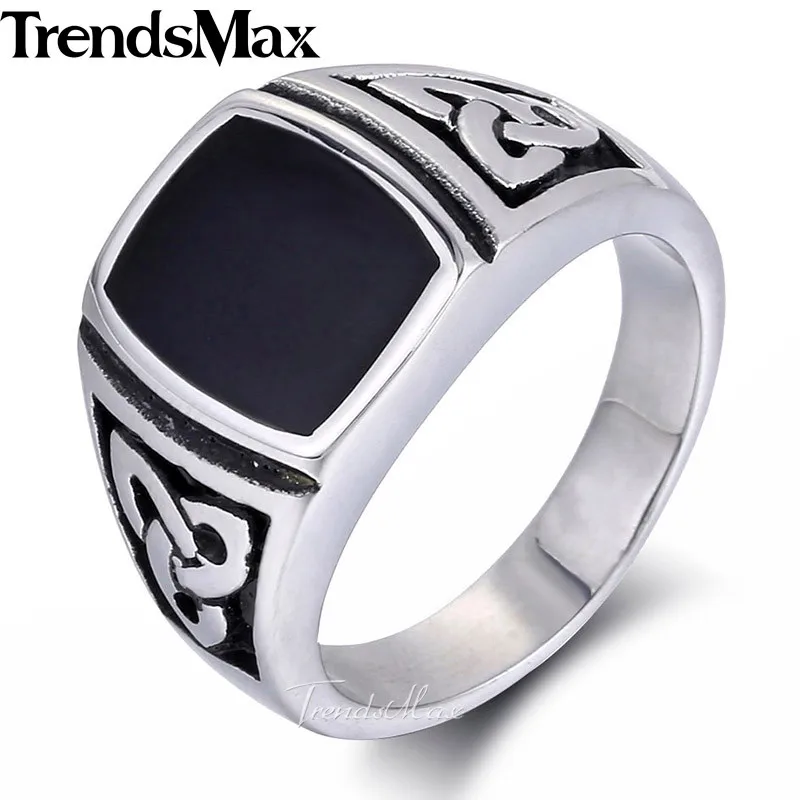 

Trendsmax 316L Stainless Steel Band Ring For Men Vintage Knot Men's Jewelry HR263