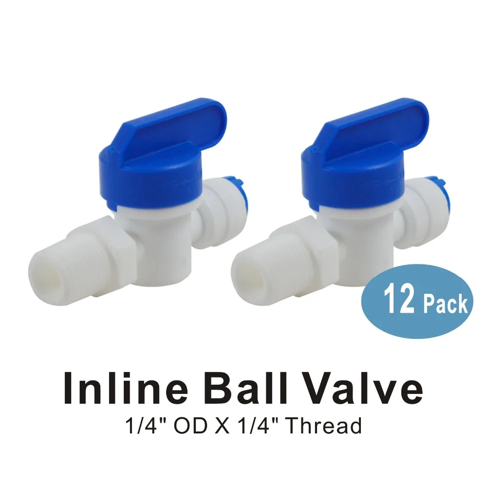 

Water Filter Parts 1/4 Inch Male Thread to 1/4 Inch Pushfit Shut Off valve(6 PACK)