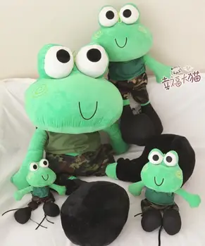 

1pc 25cm 40cm big eye frog army green T-shirt plush doll cushion sweet hold pillow stuffed toy girl boy creative gift