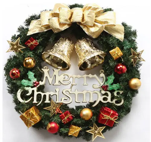 36 см Рождественский Большой венок, дверь, настенное украшение, Рождественская гирлянда, украшение, бант, колокольчик, Рождественский подвесной Декор - Цвет: Jingle Bell