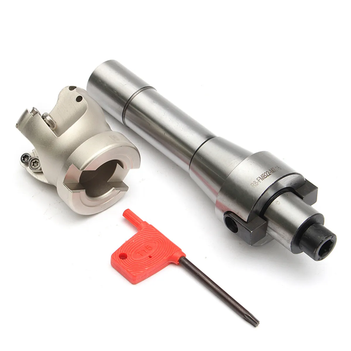 

New 90 Degree R8 FMB22 Straight Shank Arbor Taper + EMR 5R 50-22 Face Mill Cutter + T15 Wrench Turning Tools