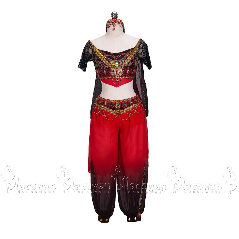 Adult Red and Black Professional Custom Made Oriental Ballet Outfit Nutcracker Arabian Dance Costume BT726