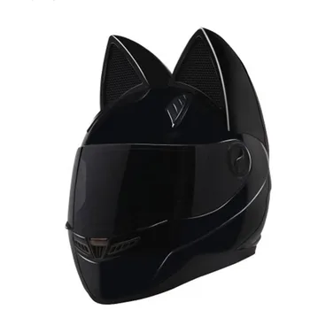 

Brand NITRINOS Black Full Face Motorcycle Helmet Personality Cat Helmet Fashion Motorbike Helmet Capacete M /L/XL /XXL