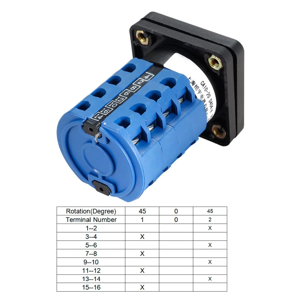 uxcell Changeover Switch 3 Position Rotary Selector Cam Switch Panel Mount 8 Terminals Latching Ui 500V Ith 10A