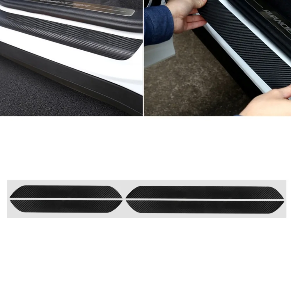 

4PCS/SET Carbon Fiber Car Door Pedal Plate Sill Scuff Cover Sticker For Skoda Octavia A5 A7 Black