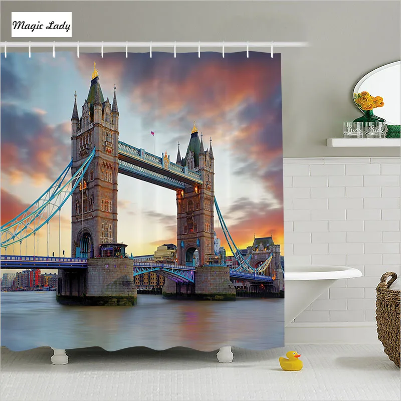 Shower Curtain Long Bathroom Accessories Tower Bridge London Great