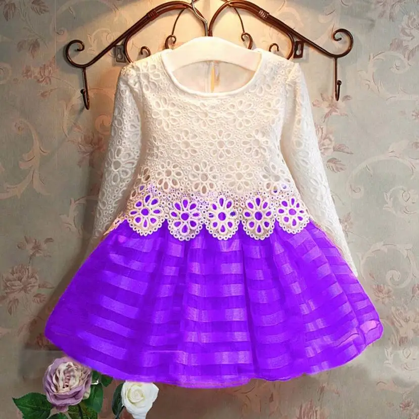 

MUQGEW Children Wedding Dress For Girls Girls Long Sleeve Princess Dress Hollow Flower Girl Dress Kiz Cocuk Elbise