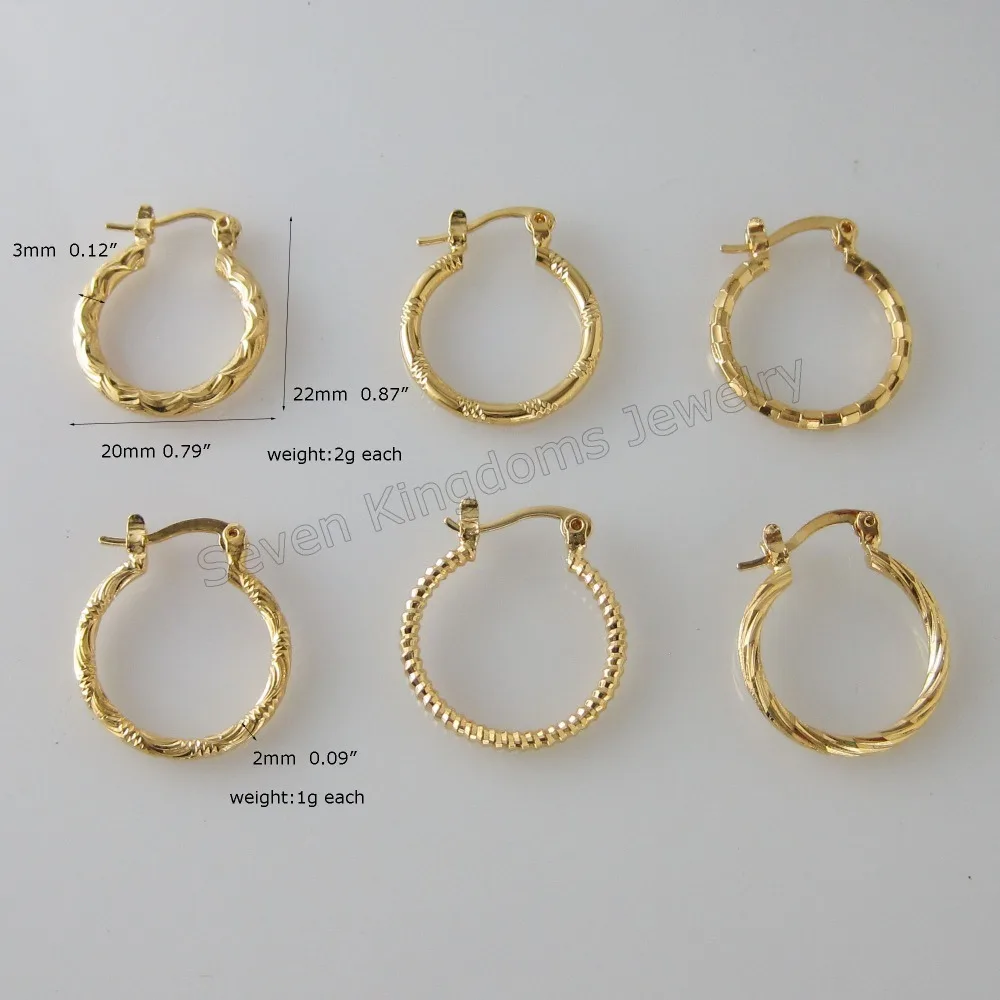 

MIN ORDER 10$ CAN MIX DESIGN/NEW CUTE 6 STYLES SMALL HOOP - YELLOW GOLD GP OVERLAY FILLED HUGGIE HOOP 0.79" * 0.87" EARRING