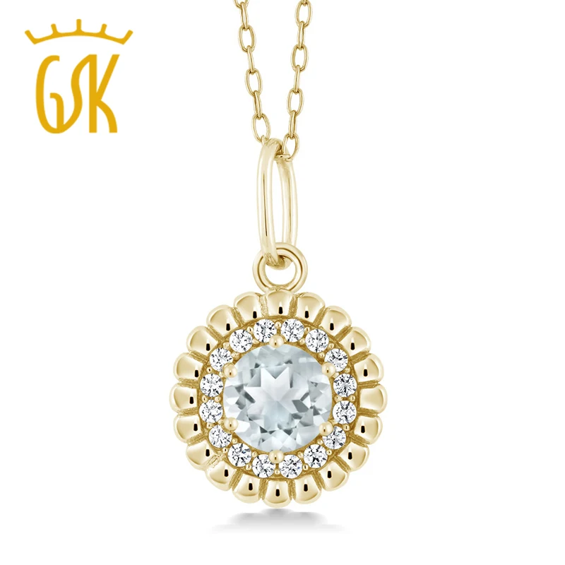 0.48 ct Голубой Аквамарин 18 К желтый позолоченный серебряный кулон|pendant gold|pendant 18kpendant