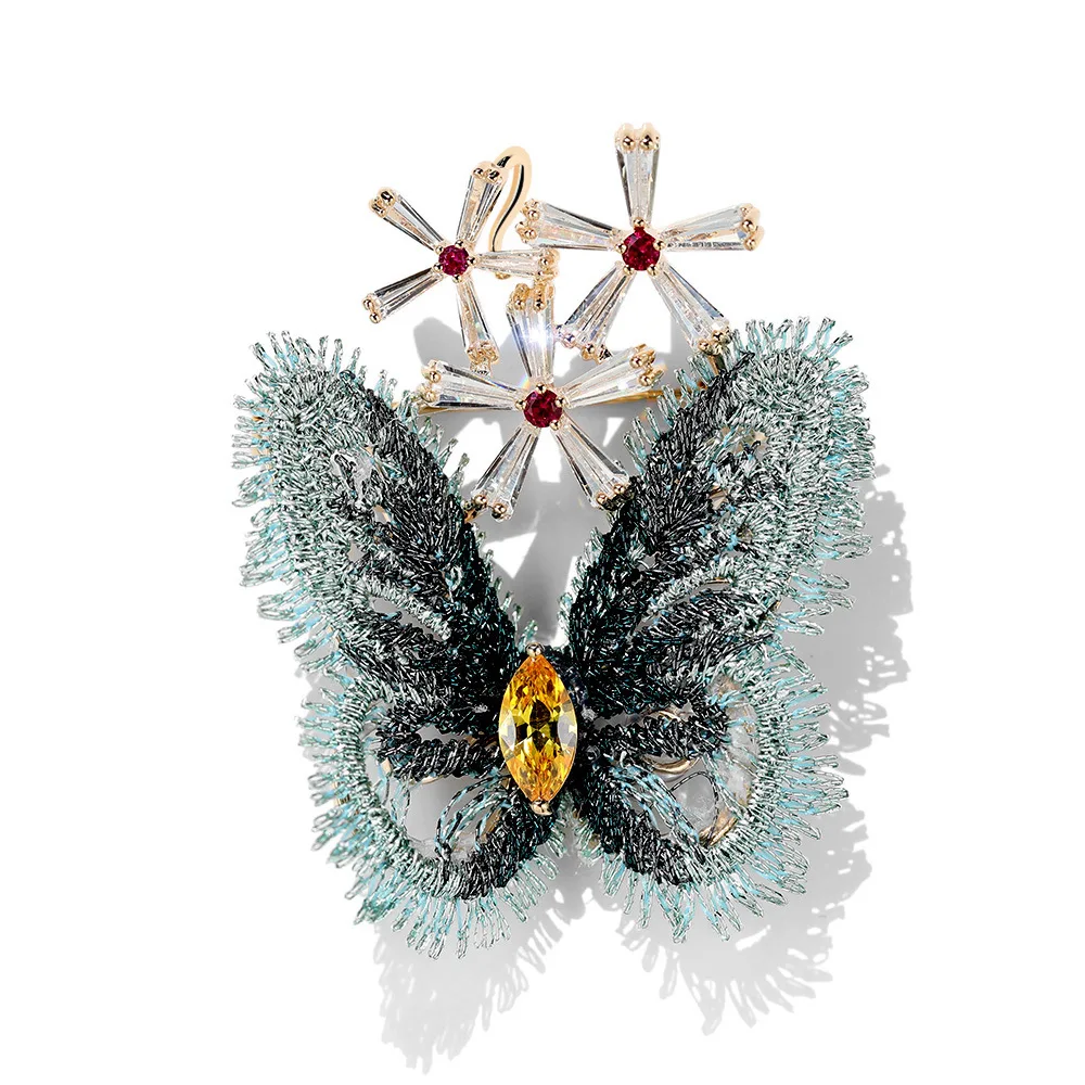 

New Luxury Handmade Insect Butterfly Brooches for Women Men Zircon Flower Brooches Pins Wedding Dress Copper Accessories