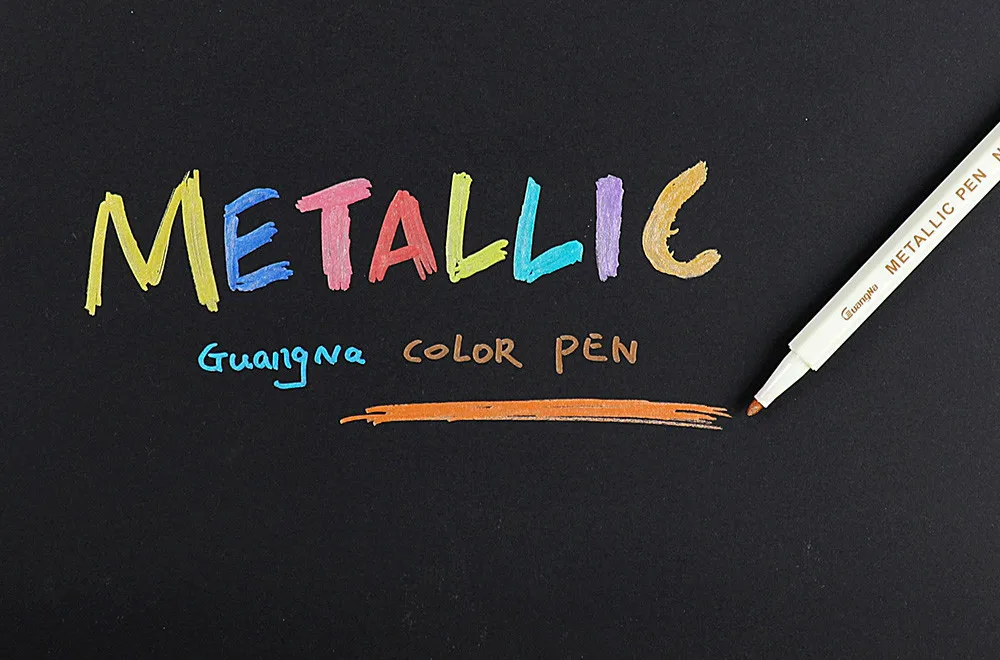 1 шт. цвета металлик микрон белая краска ручка детальная маркировка металлический маркер черная бумага альбом для рисования школьные товары для рукоделия