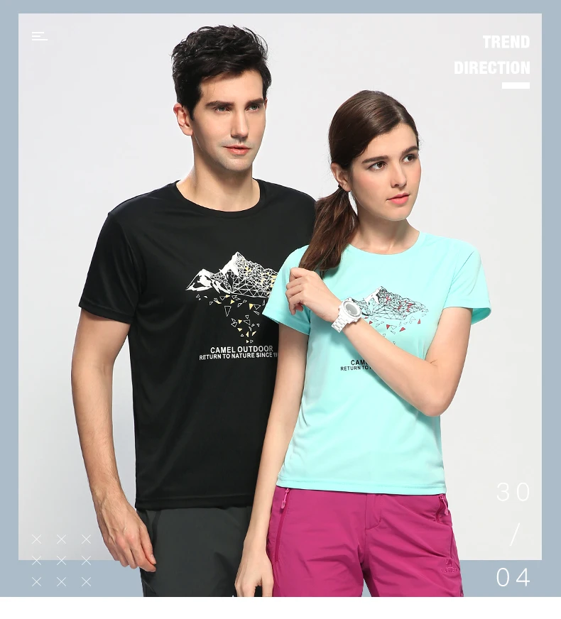 CAMEL Мужчины Женщины Открытый быстросохнущая футболка Летняя Мягкая дышащая повседневная спортивная рубашка o-образным вырезом с коротким рукавом топы