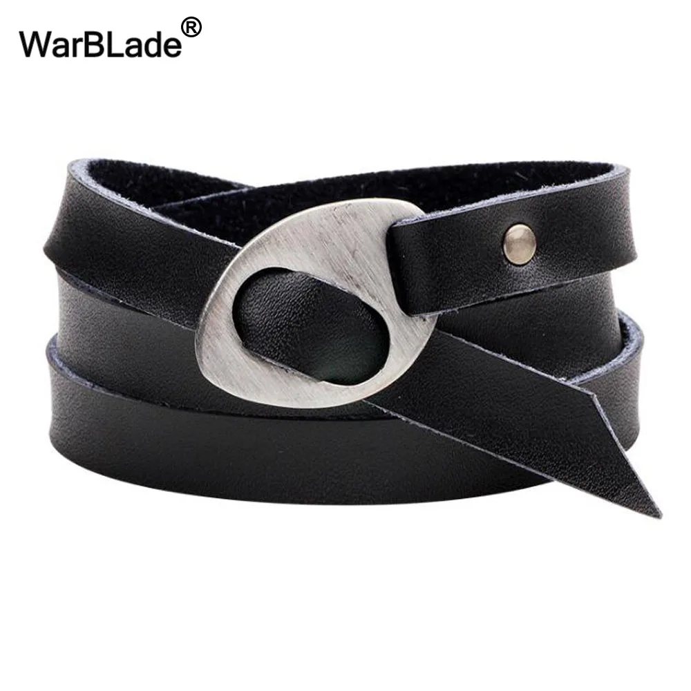 WarBLade 2018 New Design Black Men Bracelets Bangles Fashion Jewelry Multilayer Genuine Leather Bracelet For Women Wristband